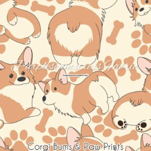 Corgi Bums & Paw Prints Cotton Lycra
