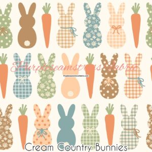 Cream Country Bunnies Cotton Lycra