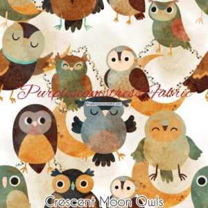 Crescent Moon Owls Cotton Lycra