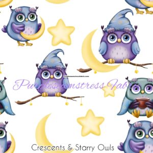 Crescents & Starry Owls Cotton Lycra