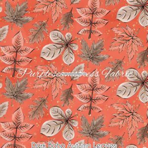 Dark Boho Autumn Leaves Cotton Lycra