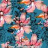 Deep Teal Watercolor Floral Cotton Lycra