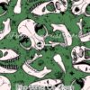Dino Bones on Green Cotton Lycra