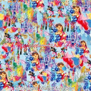 Distressed Magic Kingdom Cotton Lycra