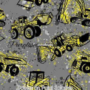 Dozers on Paint Splatter Cotton Lycra
