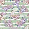 Dream Unicorns On Cream/Sage Stripes Cotton Lycra