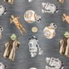 Droids and Master Yoda on Grey Cotton Lycra