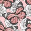 Dusty Rose Butterflies Cotton Lycra