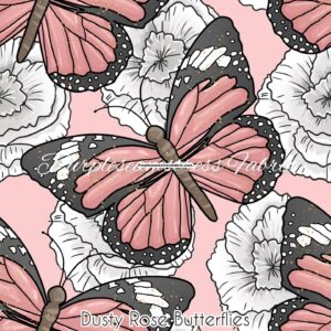 Dusty Rose Butterflies Cotton Lycra
