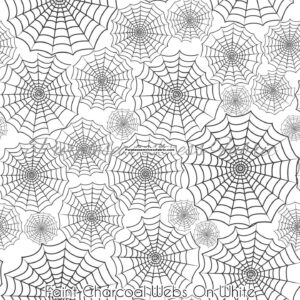 Faint charcoal Webs on white Cotton Lycra