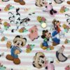 Farmer Mouse and Friends on Pink Stripes Cotton Lycra