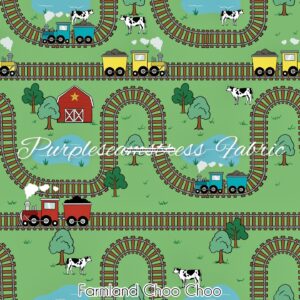 Farmland Choo Choo Cotton Lycra