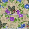 Faux Embroidered Hummingbirds Cotton Lycra