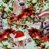 Festive Cows on Mint Cotton Lycra