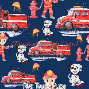 Fire Truck Pups Cotton Lycra
