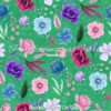 Floating Flowers On Green Cotton Lycra