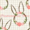 Floral Bunny Wreath Gingham Cotton Lycra
