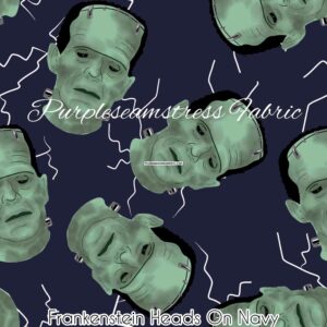 Frankenstein Heads On Navy Cotton Lycra