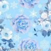 Frosty Blue Bonnet Roses Cotton Lycra