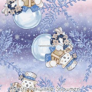 Frosty Periwinkle Snowmen Cotton Lycra