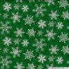 Frosty Snowflakes on Green Cotton Lycra