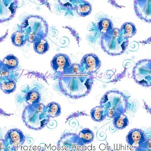 Frozen Mouse Heads on White Cotton Lycra