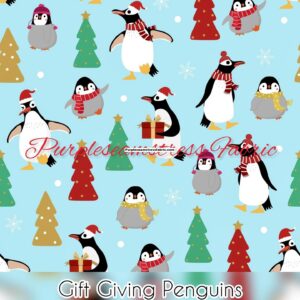 Gift Giving Penguins Cotton Lycra