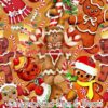 Gingerbread Men & Treats Cotton Lycra