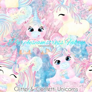 Glitter & Confetti Unicorns Cotton Lycra