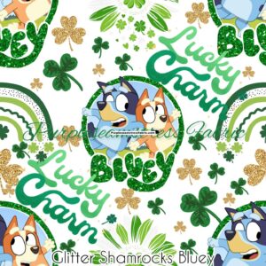 Glitter Shamrock Bluey Cotton Lycra
