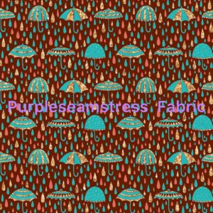Glittered Raindrops and Umbrellas Cotton Lycra