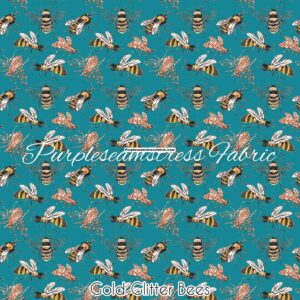 Gold Glitter Bees Cotton Lycra