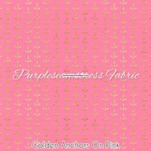 Golden Anchors On Pink Cotton Lycra