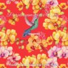 Golden Orchids & Hummingbirds On Dark Orange Cotton Lycra