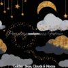 Golden Stars, Clouds & Moons Cotton Lycra