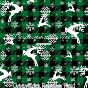 Green/Black Reindeer Plaid Cotton Lycra
