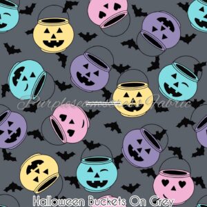 Halloween Buckets on Grey Cotton Lycra