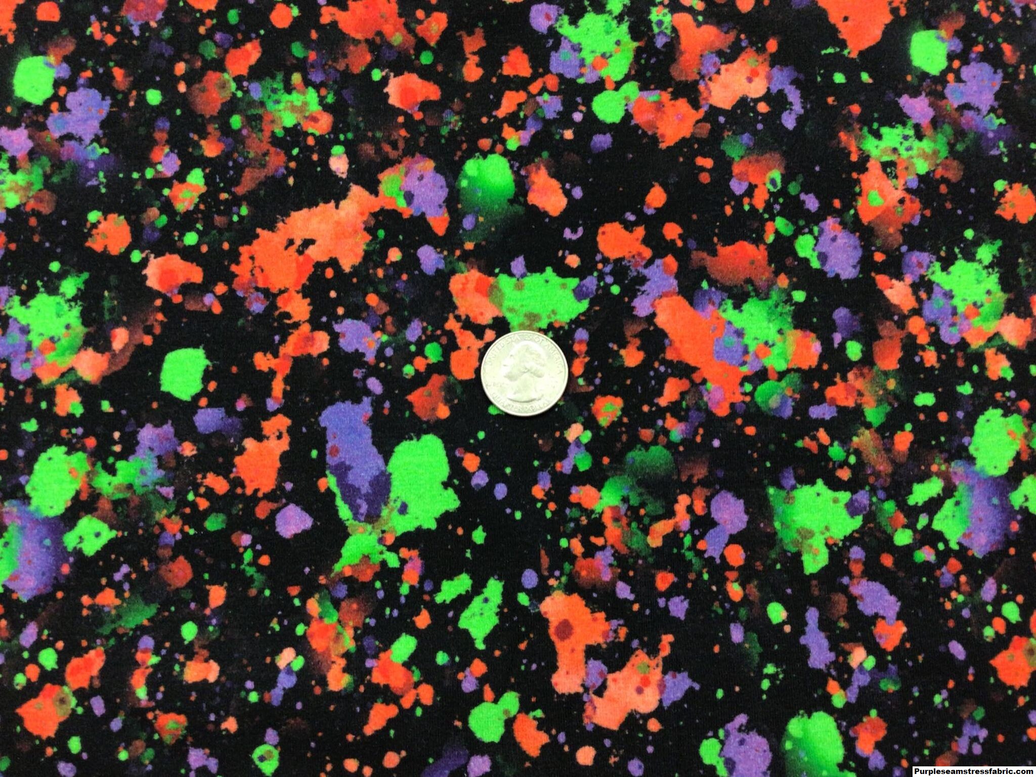 Halloween Neon Paint Splatter on black Cotton Lycra – Purpleseamstress  Fabric