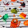 Halloween Scaredy Cats on watercolor Stripes Cotton Lycra