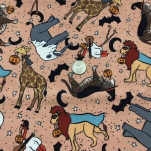 Halloween Zoo Animals Cotton Lycra