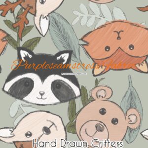 Hand Drawn Critters Cotton Lycra