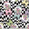 Heart Gum Drops on Checks Cotton Lycra