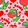 Heart Rawr Dinos on Pink Cotton Lycra