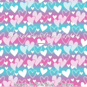 Hearts in Pink/Blue Ombre Cotton Lycra