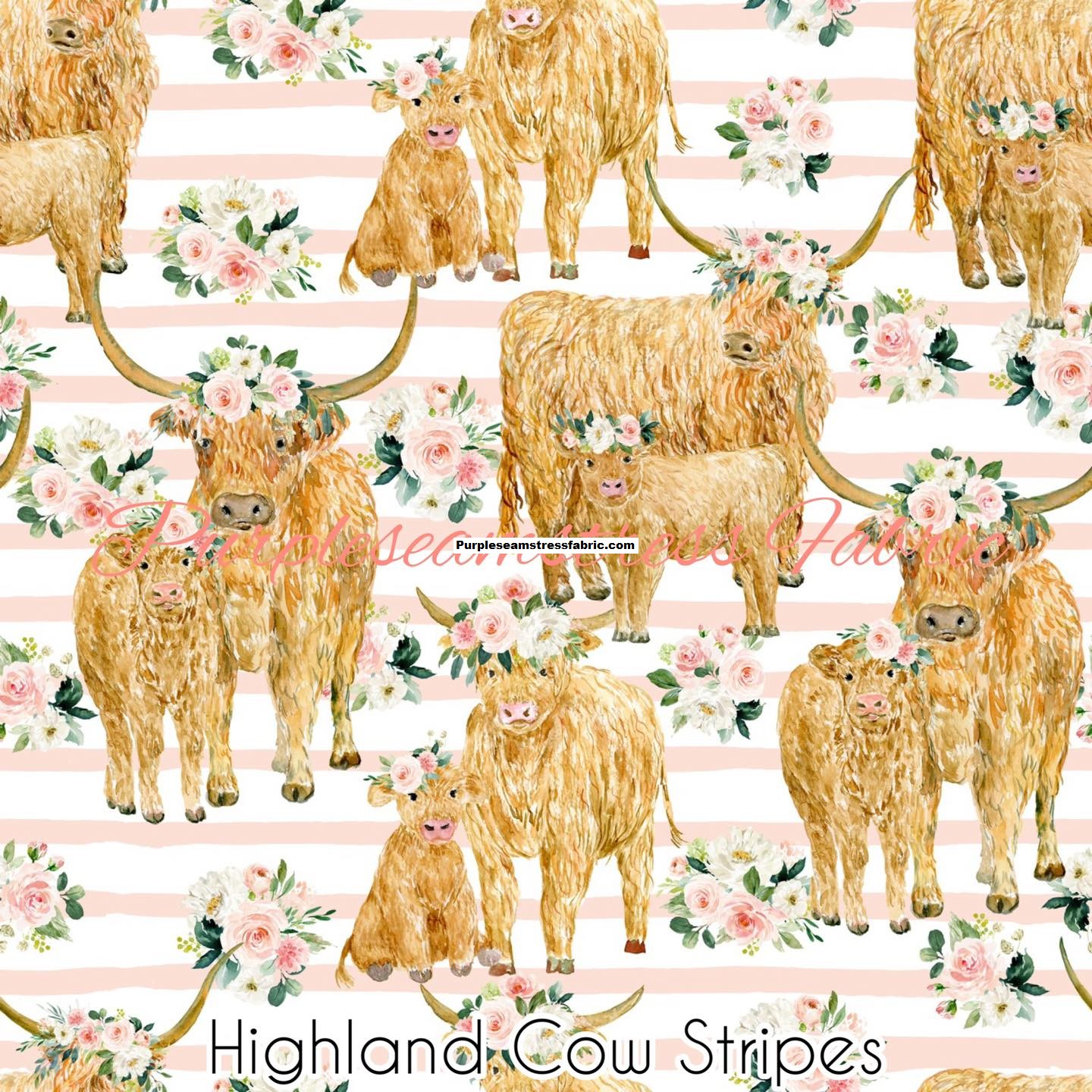 Highland Cow Stripes Cotton Lycra – Purpleseamstress Fabric