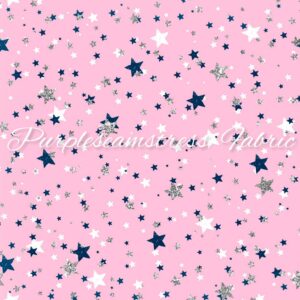 Hint of Glitter Stars on Pink Cotton Lycra