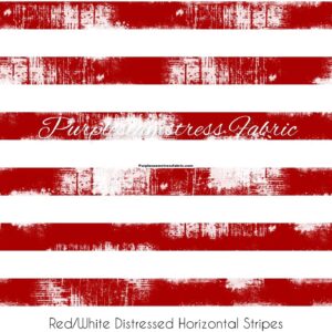 Horizontal Red/White Distressed Stripes Cotton Lycra