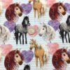 Fancy Horses on Hearts and Stripes Cotton Lycra