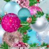 Ice Blue & Hot Pink Ornaments Cotton Lycra