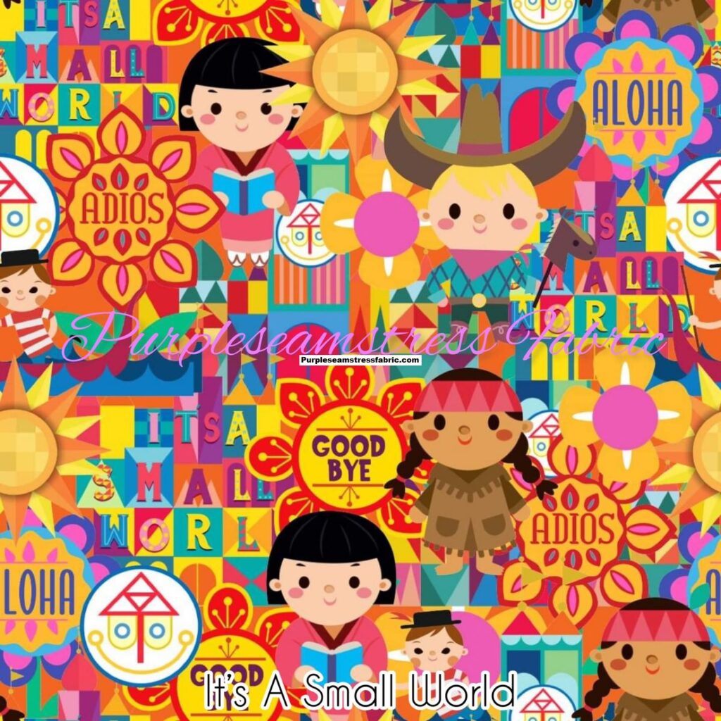 Collage It’s A Small World – Fabric – Purpleseamstress Fabric
